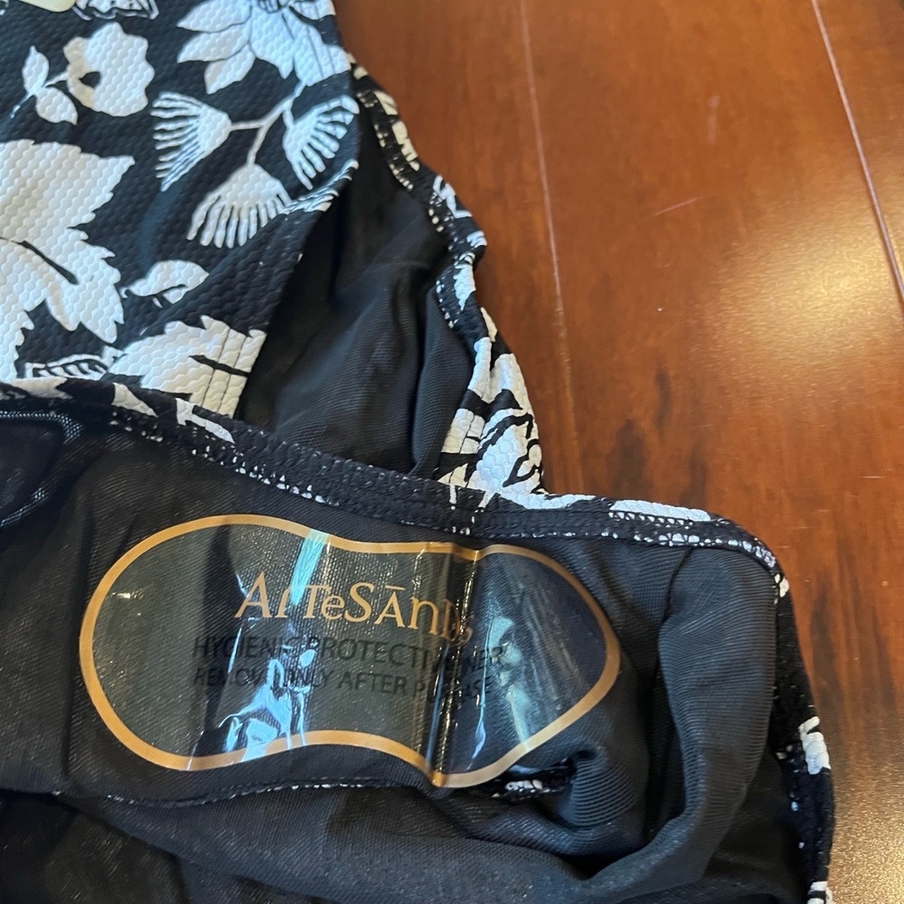 New NWT ArteSands Black Tankini Two Piece‎ Swimsuit Floral Monet Delacroix Sz 20 - Picture 6 of 6